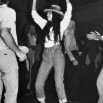 Cher on the dance floor in denim at Studio 54, 1977