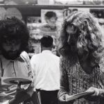 Jimmy Page and Robert Plant Checking Out Records at Bleecker Bob’s, Greenwich Village, New York City 1970