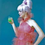 Cindy Wilson of The B-52’s enjoys a drink during a photo shoot, 1979.