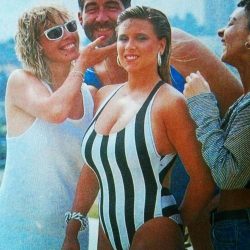 Samantha Fox Sam getting readied for the “Nothing’s Gonna Stop Me Now”