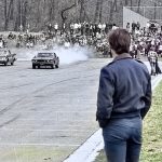 A group of students at Huron High School organized a drag race and held it in the school parking lot. 1972)