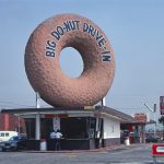 Big Do-Nut Drive-In at 805 Manchester Blvd in 1976, with Pup N Taco behind it. Just a couple of miles east of LAX.