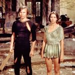 MICHAEL YORK with Jenny Agutter in a scene from the 1976 sci-fi film, Logan’s Run. 2