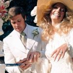 Farrah Fawcett and Lee Majors on their wedding day 1973