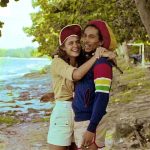 Bob Marley on the beach with Miss World 1976 Cindy Breakspeare.