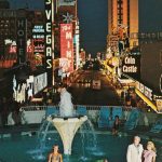 Pool at Union Plaza, Las Vegas c. 1971. Looking down Fremont Street in a promotional photo taken sometime around the opening of Union Plaza.