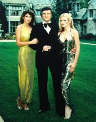 Candy Loving, Playmate of the Month January 1979, with fellow Playmate Debra Jo Fondren and Hugh Hefner