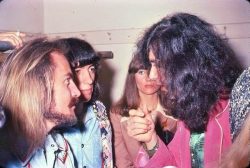 Jimmy Page and Robert Plant with Roy Harper, Bill Wyman of The Rolling Stones,