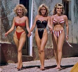 Having fun with friends at the beach in the 1970s.