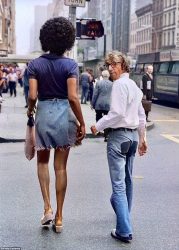 Woody Allen with Tamara Dobson in New York. (1971)