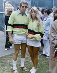 Farrah Fawcett and Lee Majors were serving serious style (and maybe some aces) at the 4th Annual Clint Eastwood Celebrity Tennis Tournament on July 7, 1973.