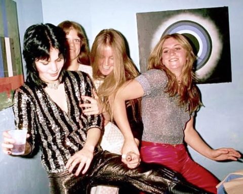 The Runaways backstage at CBGB’s club in New York, 1976.