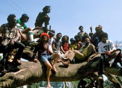 The Jackson 5 and Bob Marley in Jamaica, 1975. The Jackson 5 and Bob Marley photographed by Fin Costello in Jamaica, 1975.