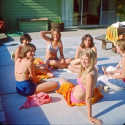 1970's Photo Of Teenage Girls Hanging Out In Someone's Back Yard On A Hot Summer Day